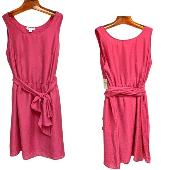 Coldwater Creek Cabaret Pink Fit and Flare Wrap Belted Dress - Picture 11 of 12